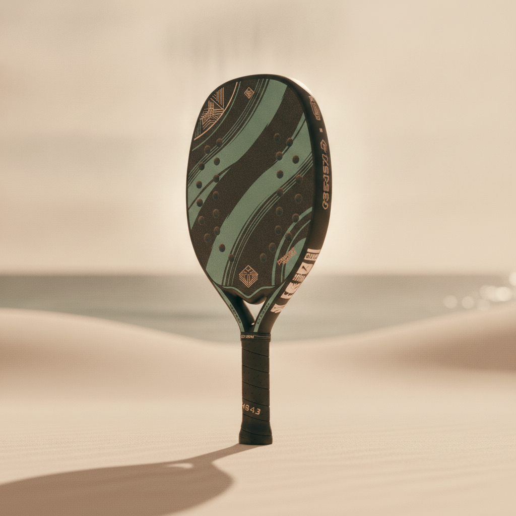 Turquoise Black Death paddle — three-quarter angle